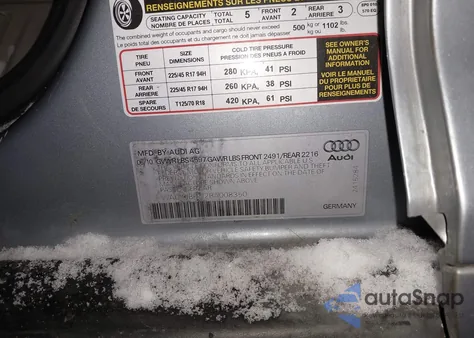 2011 Audi A3 2.0 Tdi Premium из США, поврежденный, VIN WAUKJBFM2BA008350